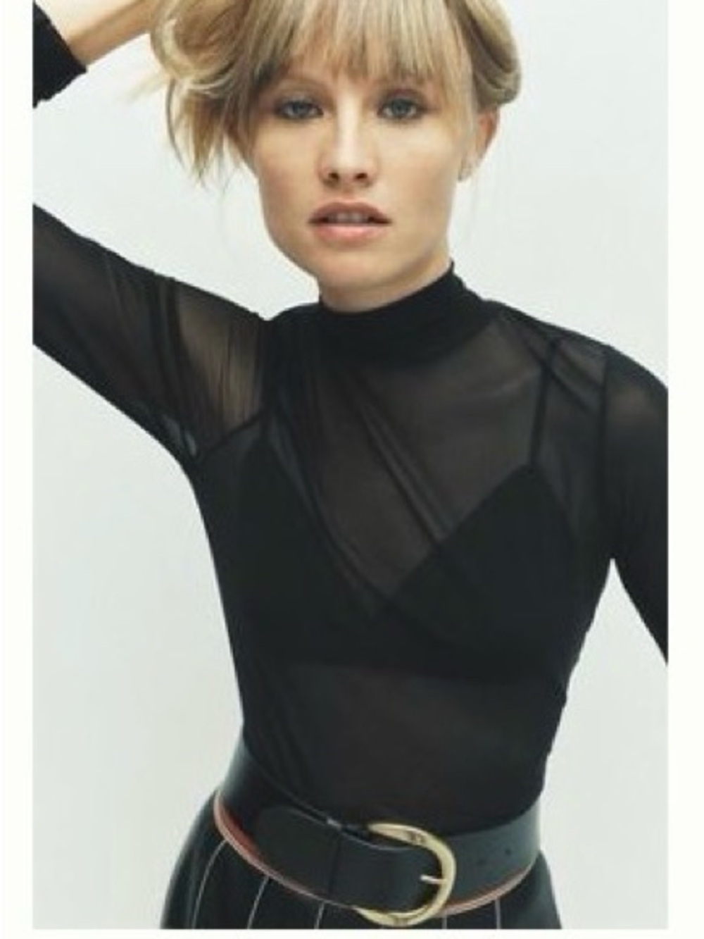 NWT! Anthropologie Black Sheer Mock-Neck Long Sleeve Top - medium